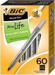 Bic Round Stic Xtra Life Ball Pen, Medium Point (1.0 Mm), Black, 60-COUNT New. Price: $7.99.