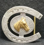 XA07108 Sweet Vintage 1970S **horse Head Horseshoe** Artwork Mens Belt Buckle Unspecified. Price: $35.00.