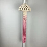 Hanging Macrame Jellyfish Pink Cream Fiber Art Boho Decor Ocean Sea Life 40" Used. Price: $37.00.