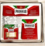 Proraso Red - Prima Dopo Vintage Metal Gift Box 3 Piece Shaving Kit New. Price: $24.98.