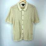 Art Of Rhetoric Mens Cream Open Knit Short Sleeve Collared Sweater Polo Medium Pre-owned. Price: $30.00.