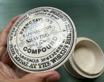 Antique 1800 Taylor Shaving Worlds Fair 1851 Advertising Porcelain Jar Used. Price: $125.00.