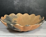 Native American Pottery Glittering Mica Scalloped Bowl Taos Pueblo Vintage Art Used. Price: $65.00.