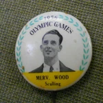 #D387. 1956 Olympic Lux Lifebuoy Soap Badge - Merv Woods, Sculling Used. Price: $21.75.