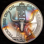 Texas Big Oil Gas Beef Cattle Lone Star Longhorn Tone 2OZ 999 Silver Round C6419. Price: $582.25.