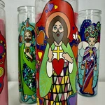 Thomas Fuchs Unscented Devotional Candles 8IN Tall BOX/4 Contemporary Pop Art Open. Price: $30.00.
