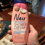 Nair Sensitive Shower Cream Hair Remover With Coconut Oil And Vitamin E, 12 Oz New. Price: $8.99.