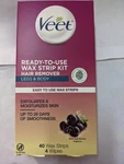 Veet Ready To Use Wax Kit Hair Remover Legs & Body 40 Strips New. Price: $14.99.